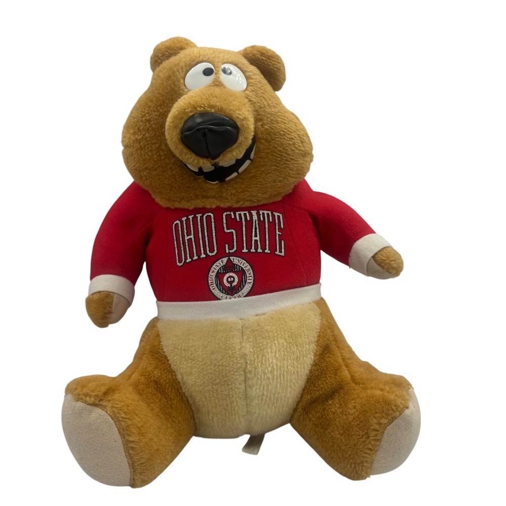 Vintage Ohio State Buckeyes Bear Plush Ace Novelty NCAA Red Sweatshirt 13"